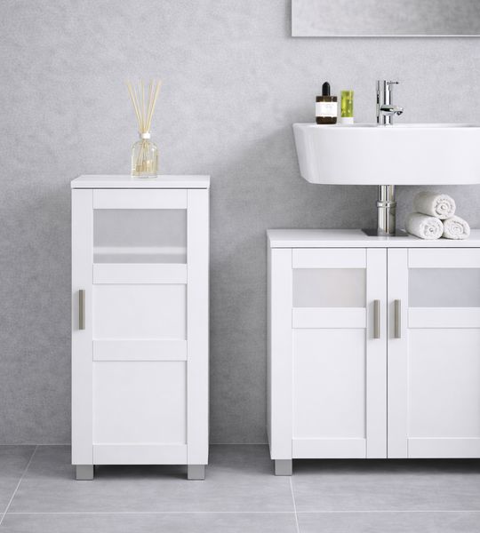 Produktbild: Holz Badschrank Midischrank Nilari 70 x 38 x 28 cm