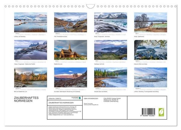 Produktbild: ZAUBERHAFTES NORWEGEN (Wandkalender 2027 DIN A3 quer), CALVENDO Monatskalender