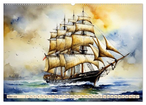 Produktbild: Gro&szlig;segler aus vergangenen Zeiten (hochwertiger Premium Wandkalender 2026 DIN A2 quer), Kunstdruck in Hochglanz