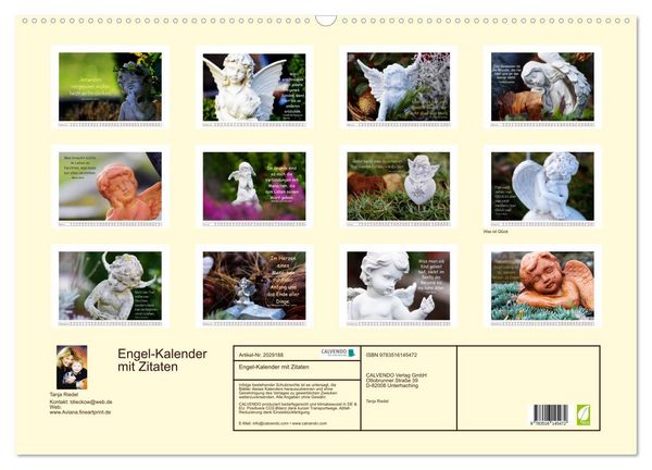 Produktbild: Engel-Kalender mit Zitaten (Wandkalender 2026 DIN A2 quer), CALVENDO Monatskalender