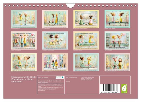 Produktbild: Herzensmomente. Beste Freundinnen in Liebe verbunden (Wandkalender 2026 DIN A4 quer), CALVENDO Monatskalender