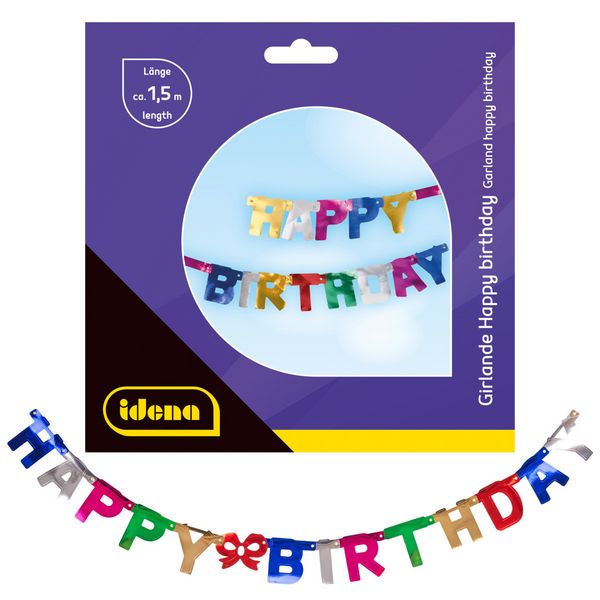 Produktbild: Idena Girlande Happy Birthday 1,5m
