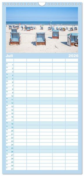 Produktbild: Familienplaner 2026 - Sommer auf Norderney mit 5 Spalten (Wandkalender, 21 x 45 cm) CALVENDO