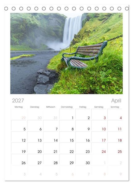 Produktbild: Tischplaner 2027 - Naturwunder in Island (A5 Tischkalender zum Aufstellen) CALVENDO
