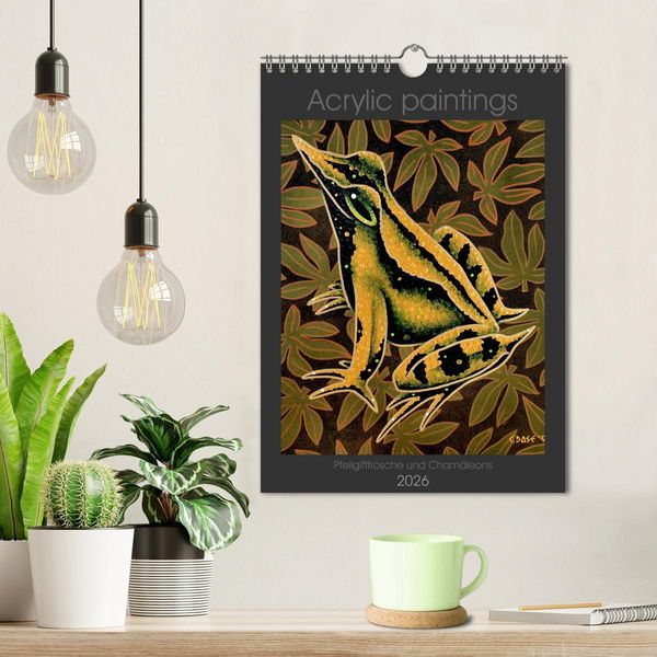 Produktbild: Acrylic paintings - Pfeilgiftfr&ouml;sche und Cham&auml;leons (Wandkalender 2026 DIN A4 hoch), CALVENDO Monatskalender