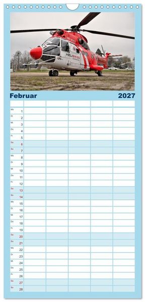 Produktbild: Familienplaner 2027 - Die beeindruckende Welt der Hubschrauber mit 5 Spalten (Wandkalender, 21 x 45 cm) CALVENDO