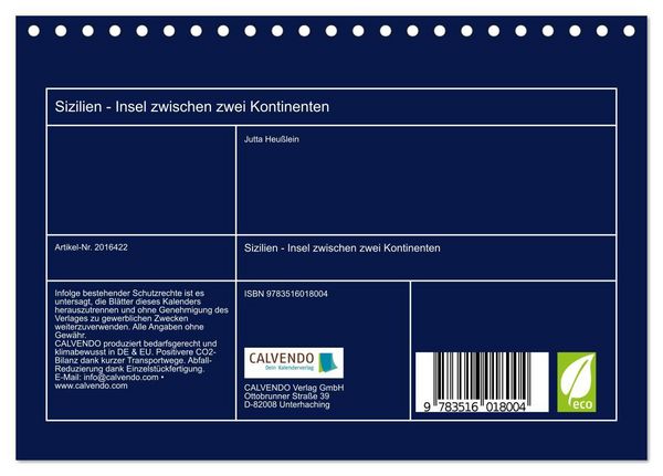 Produktbild: Sizilien - Insel zwischen zwei Kontinenten (Tischkalender 2026 DIN A5 quer), CALVENDO Monatskalender