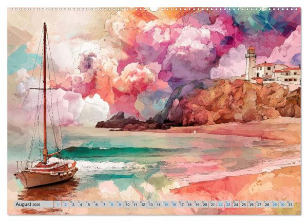 Produktbild: Segeltr&auml;ume und Leuchtturmlichter (hochwertiger Premium Wandkalender 2026 DIN A2 quer), Kunstdruck in Hochglanz