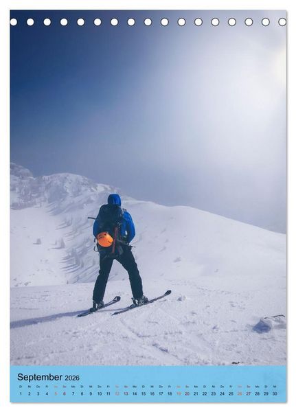 Produktbild: Endlich wieder Skifahren (Tischkalender 2026 DIN A5 hoch), CALVENDO Monatskalender
