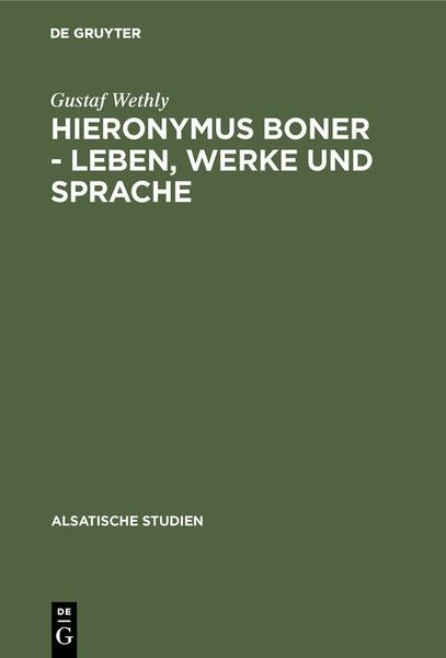 Produktbild: Hieronymus Boner - Leben, Werke und Sprache