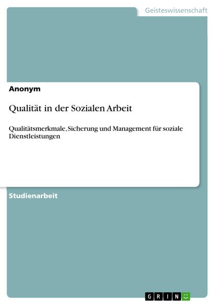 Produktbild: Qualit&auml;t in der Sozialen Arbeit
