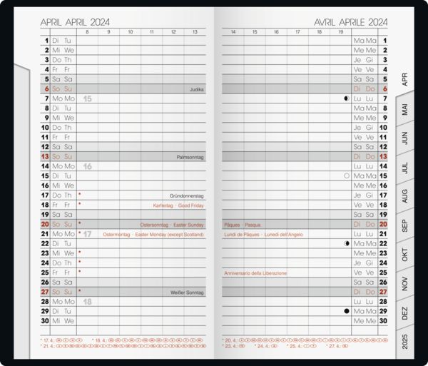 Produktbild: Brunnen Taschenkalender9x15cm schwarz 2S/1M