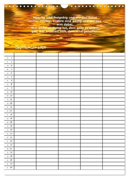 Produktbild: ein Planer mit biblischer Weisheit aus den Spr&uuml;chen Salomos (Wandkalender 2026 DIN A3 hoch), CALVENDO Monatskalender