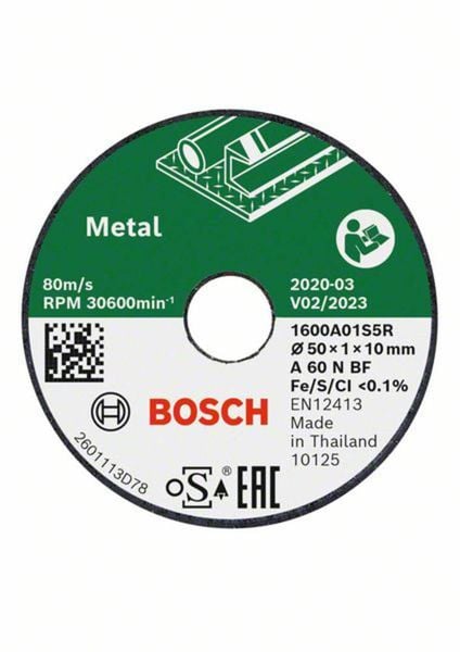 Bosch Accessories 1600A01S5Y Trennscheibe gerade 50mm 1St.