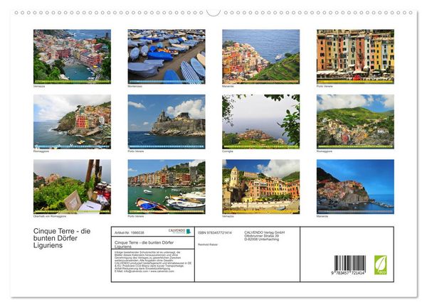 Produktbild: Cinque Terre - die bunten D&ouml;rfer Liguriens (hochwertiger Premium Wandkalender 2026 DIN A2 quer), Kunstdruck in Hochglanz