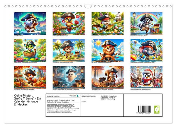 Produktbild: Kleine Piraten, Gro&szlig;e Tr&auml;ume" - Ein Kalender f&uuml;r junge Entdecker (Wandkalender 2026 DIN A3 quer), CALVENDO Monatskalender