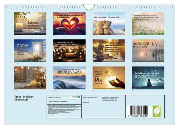 Produktbild: Trost - in stillen Momenten (Wandkalender 2027 DIN A4 quer), CALVENDO Monatskalender