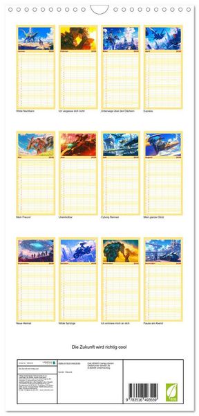 Produktbild: Familienplaner 2026 - Die Zukunft wird richtig cool mit 5 Spalten (Wandkalender, 21 x 45 cm) CALVENDO