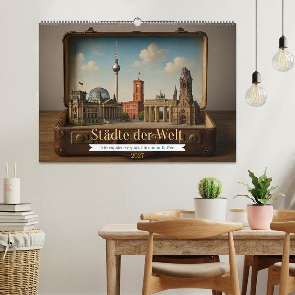 Produktbild: St&auml;dte der Welt - Metropolen verpackt in einem Koffer (Wandkalender 2027 DIN A2 quer), CALVENDO Monatskalender