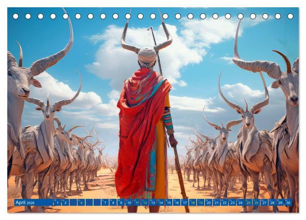 Produktbild: Surrealistische Bilder - Inspiriert von den Massai (Tischkalender 2026 DIN A5 quer), CALVENDO Monatskalender