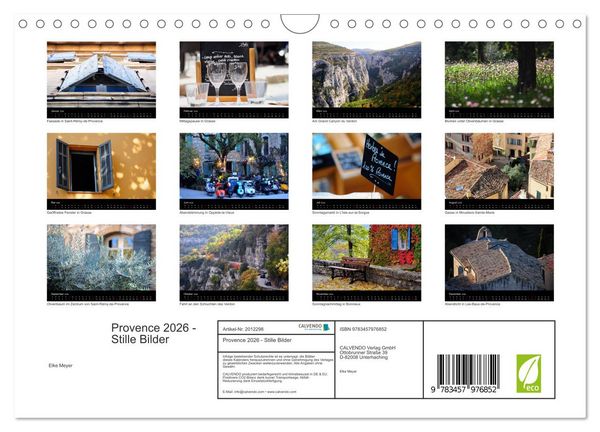 Produktbild: Provence 2026 - Stille Bilder (Wandkalender 2026 DIN A4 quer), CALVENDO Monatskalender