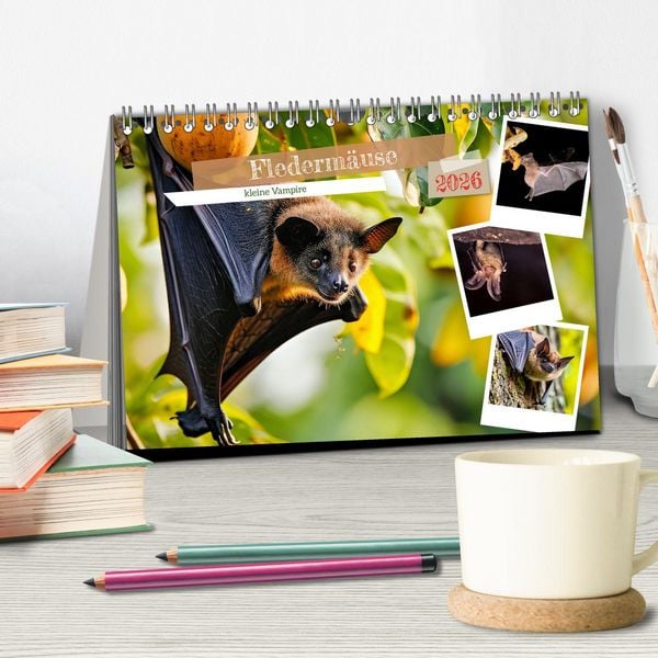Produktbild: Flederm&auml;use - kleine Vampire (Tischkalender 2026 DIN A5 quer), CALVENDO Monatskalender
