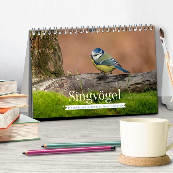Produktbild: SINGV&Ouml;GEL - Die pr&auml;chtigen S&auml;nger in sch&ouml;nem Ambiente (Tischkalender 2026 DIN A5 quer), CALVENDO Monatskalender