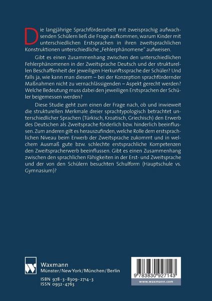 Produktbild: Der Einfluss der Erstsprache auf den Erwerb der Zweitsprache