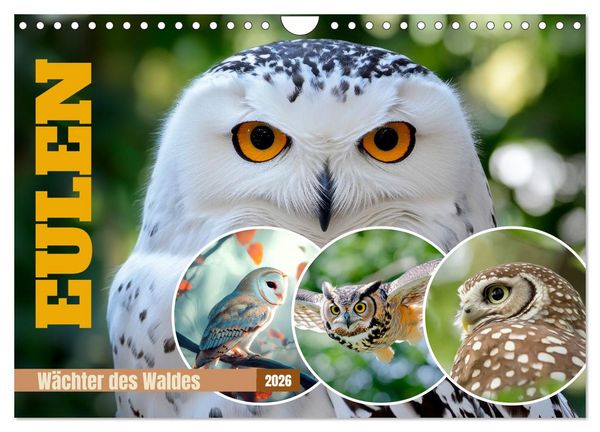 EULEN Wächter des Waldes (Wandkalender 2026 DIN A4 quer), CALVENDO Monatskalender