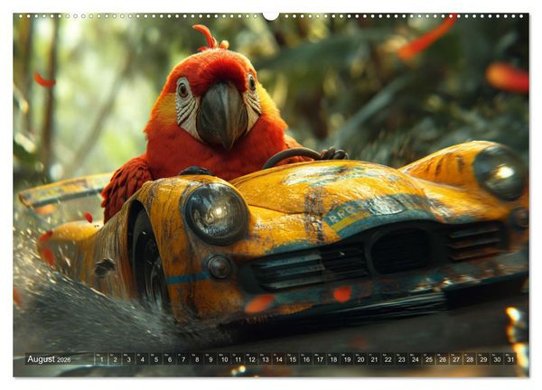 Produktbild: Tierische Rennfahrer - Mit Tieren im Oldtimer durch das Jahr (hochwertiger Premium Wandkalender 2026 DIN A2 quer), Kunstdruck in Hochglanz