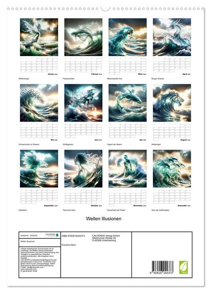 Produktbild: Wellen Illusionen (hochwertiger Premium Wandkalender 2026 DIN A2 hoch), Kunstdruck in Hochglanz