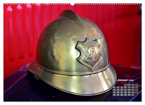 Produktbild: Historische Feuerwehrhelme (hochwertiger Premium Wandkalender 2026 DIN A2 quer), Kunstdruck in Hochglanz