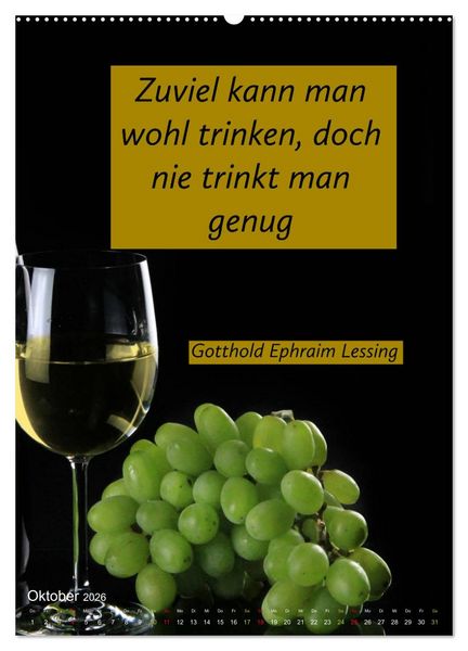 Produktbild: WEIN Weisheiten und Sprichworte (Wandkalender 2026 DIN A2 hoch), CALVENDO Monatskalender
