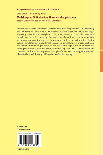 Produktbild: Modeling and Optimization: Theory and Applications