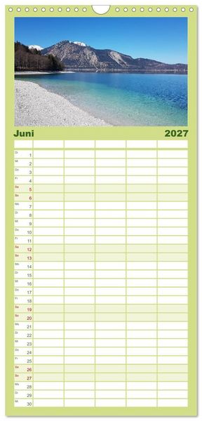 Produktbild: Familienplaner 2027 - Walchensee Panorama mit 5 Spalten (Wandkalender, 21 x 45 cm) CALVENDO