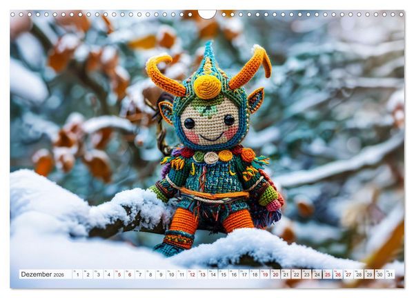 Produktbild: Zauberhafte Wikinger - Nordische Mythologie aus H&auml;kel- und Strickwolle (Wandkalender 2026 DIN A3 quer), CALVENDO Monatskalender