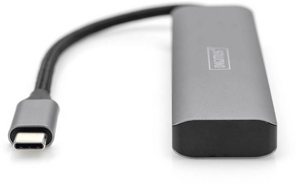 Produktbild: Digitus DA-70245 USB-Hub 4 Port USB-A USB 3.2 Gen2 10 GBit/s mit Aluminiumgeh&auml;use Dunkelgrau DA-70245