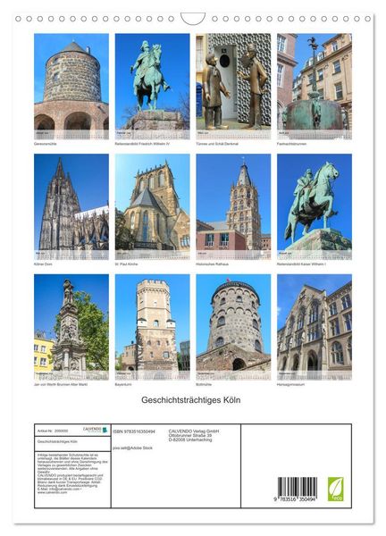 Produktbild: Geschichtstr&auml;chtiges K&ouml;ln (Wandkalender 2026 DIN A3 hoch), CALVENDO Monatskalender