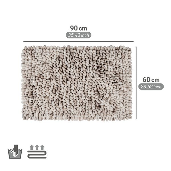 Produktbild: Badteppich Mod. Lerici, weiß-grau, Polyester-Baumwolle, 60x90 cm, schnelltrocknend und rutschfest