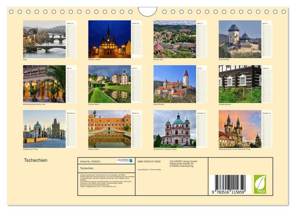 Produktbild: Tschechien (Wandkalender 2026 DIN A4 quer), CALVENDO Monatskalender