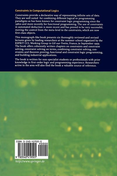 Produktbild: Constraints in Computational Logics: Theory and Applications