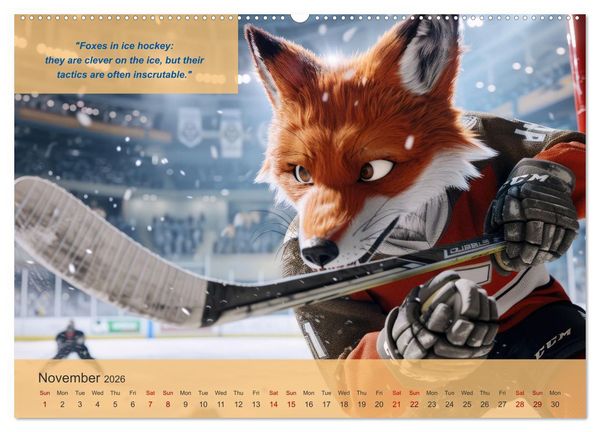 Produktbild: The most charming ice hockey animals in action (Wall Calendar 2026 DIN A2 landscape), CALVENDO 12 Month Wall Calendar