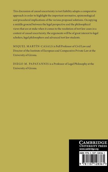 Produktbild: Uncertain Causation in Tort Law