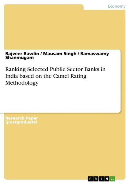 Produktbild: Ranking Selected Public Sector Banks in India based on the Camel Rating Methodology