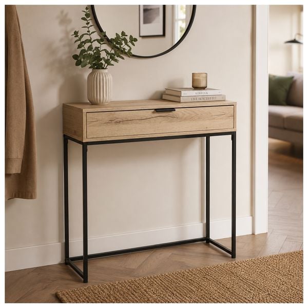 HTI-Living Konsolentisch Cedrik 80 cm mit Schublade Artisaneiche-Schwarz
