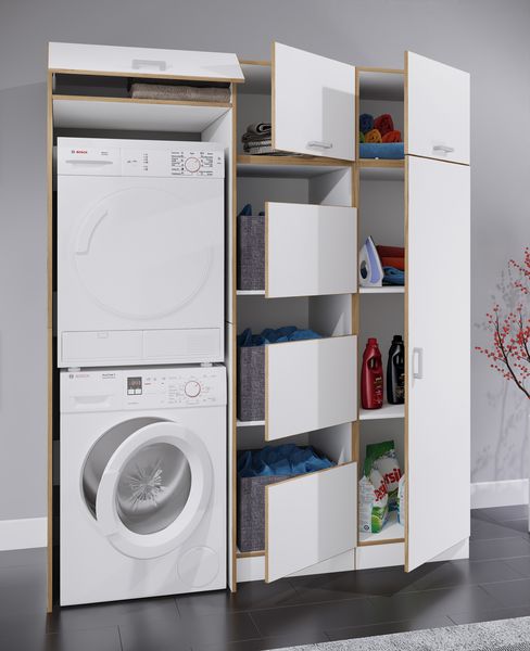 Produktbild: W&auml;scheschrank mit 3 F&auml;chern & T&uuml;ren Rislo CL XL