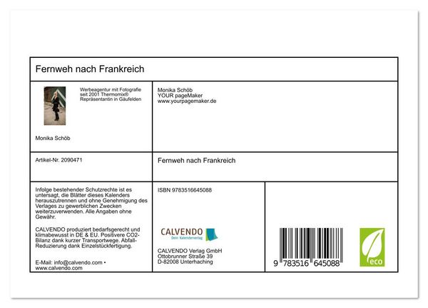 Produktbild: Fernweh nach Frankreich (Tischkalender 2026 DIN A5 quer), CALVENDO Monatskalender