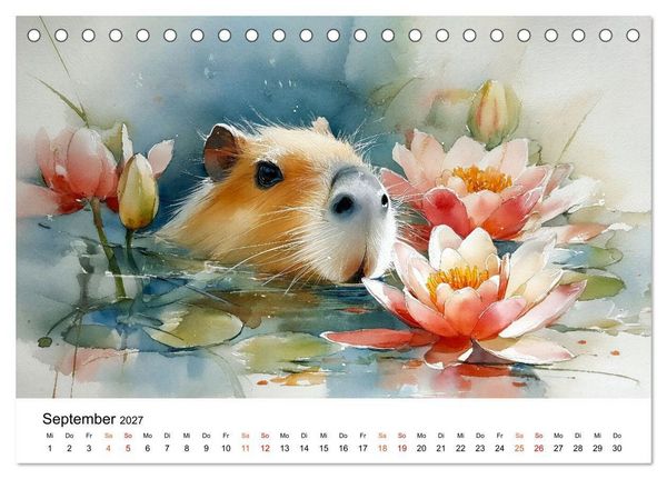 Produktbild: Capybara - die Kunst des gelassenen Daseins (Tischkalender 2027 DIN A5 quer), CALVENDO Monatskalender