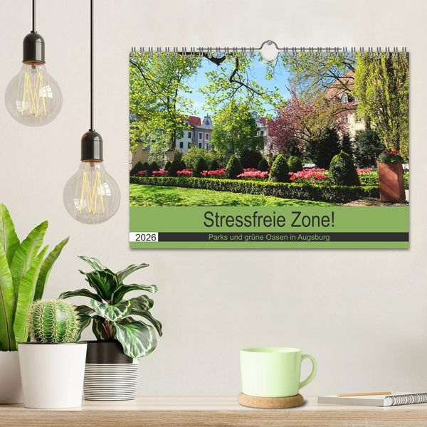 Produktbild: Stressfreie Zone! Parks und gr&uuml;ne Oasen in Augsburg (Wandkalender 2026 DIN A4 quer), CALVENDO Monatskalender