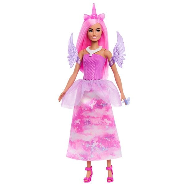 Produktbild: Barbie-Adventskalender mit Modepuppe und 24 Überraschungs-Accessoires mit Einhorn und Tieren